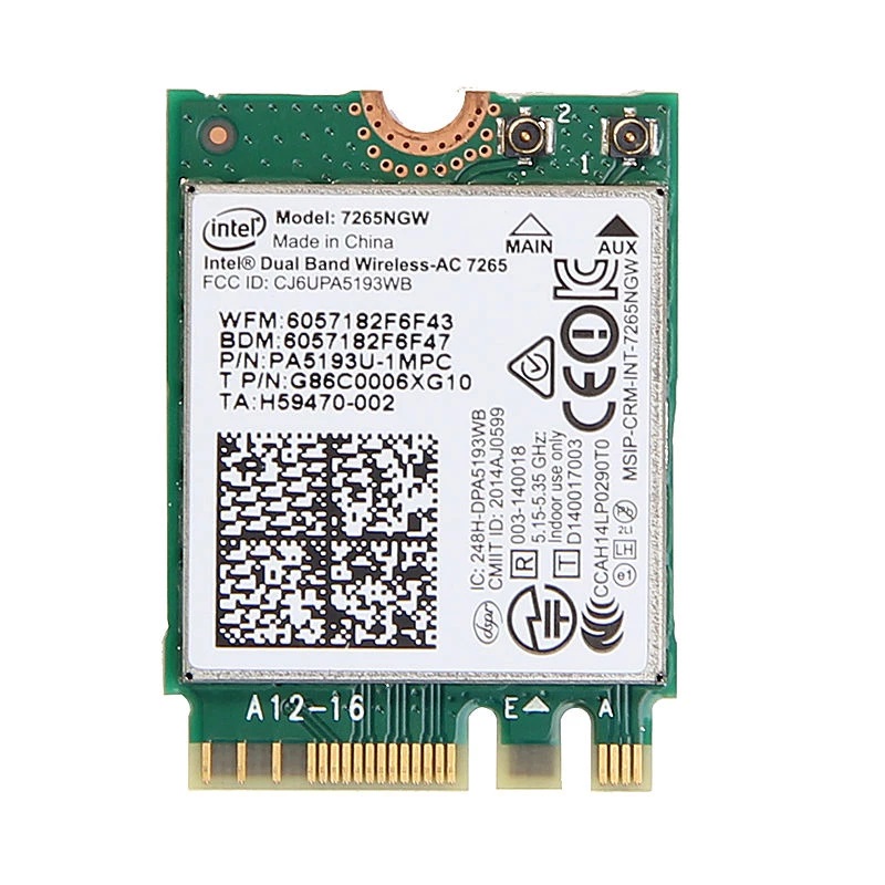 Intel 7265NGW Dual band kablosuz-ac 7265 867Mbps 802.11ac 2x2 WiFi desteği Bluetooth 4.0 NGFF m.2 Mini kart